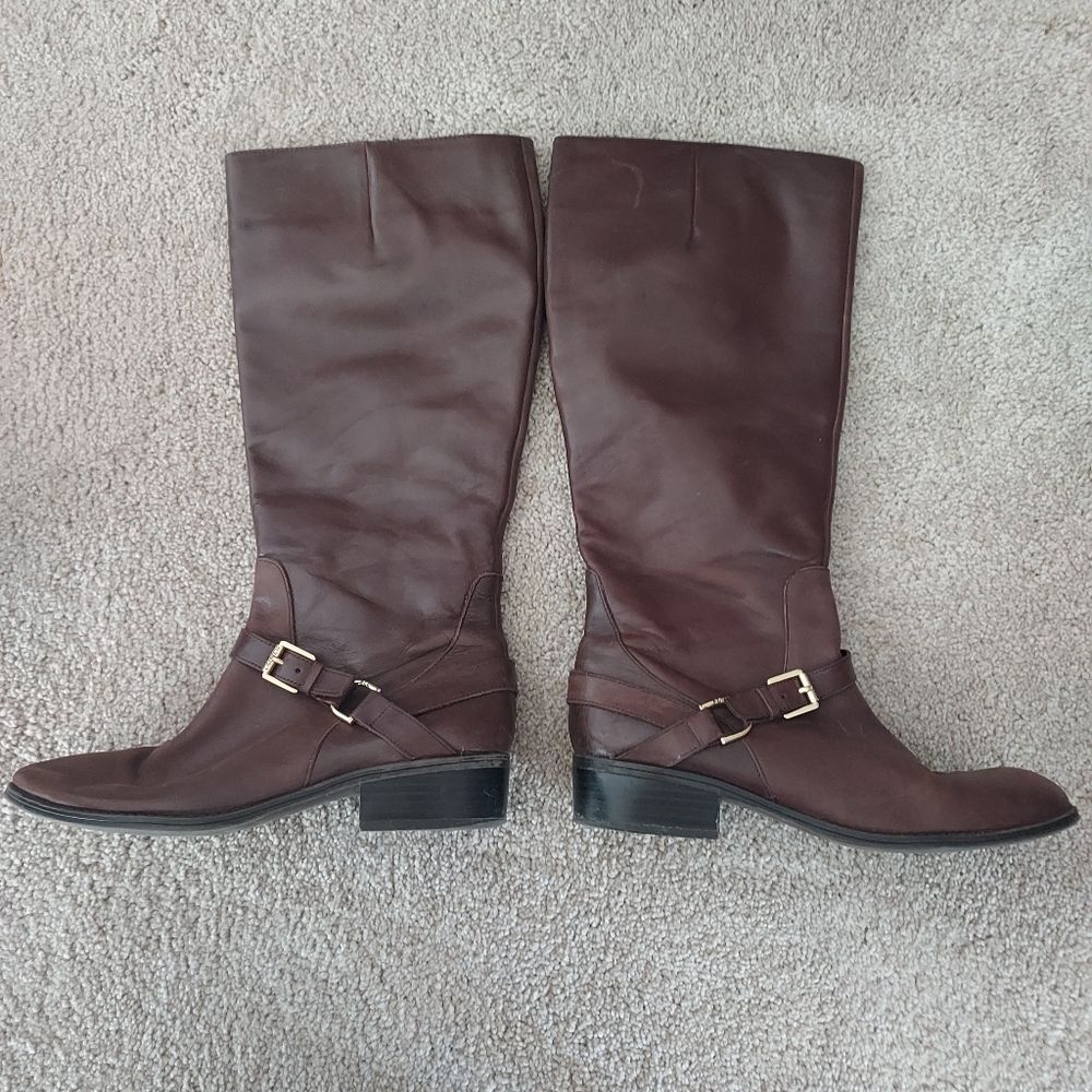 Lauren Ralph Lauren Brown Riding Knee High Boots